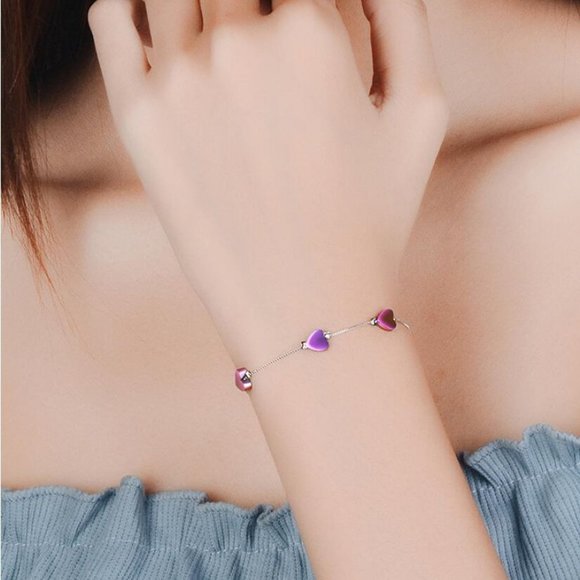 NEW 925 Sterling Silver Gradient Heart Bracelet - Picture 5 of 8